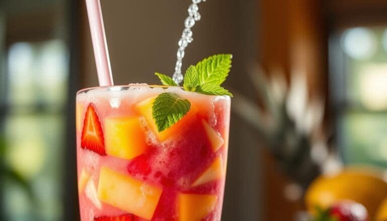 Tropical Berry Blast Smoothie (Strawberry, Mango, Pineapple)