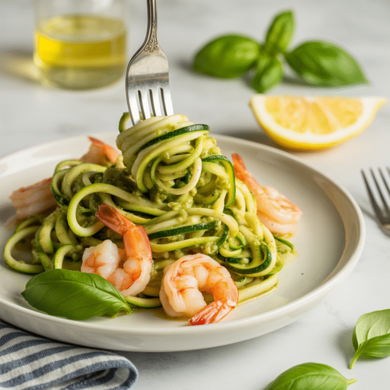 🍤🥒 Zucchini Noodles with Pesto & Shrimp: Your 20-Minute Comfort Upgrade