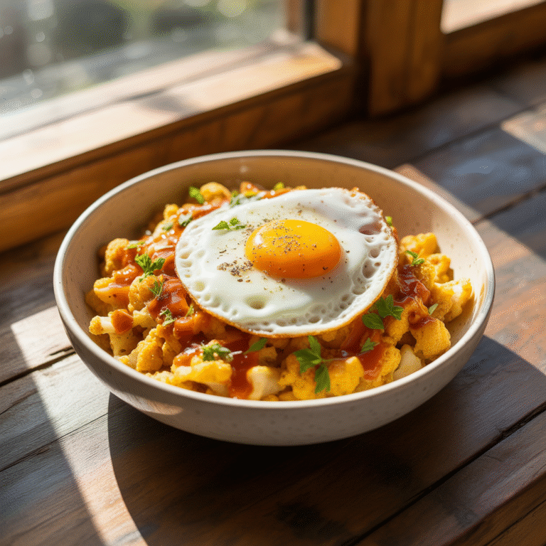 🍳 Cauliflower Hash with Fried Egg: The Low-Carb Breakfast That Slaps