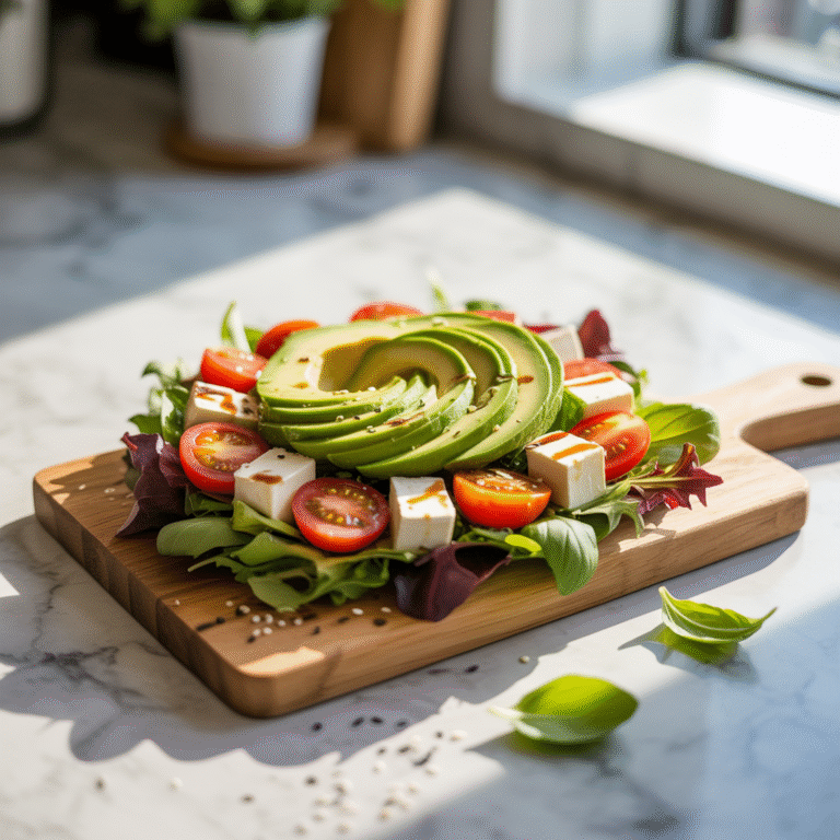 🥑🍅 Tangy-Creamy Crunch: The Avocado + Tomato + Feta Power Salad