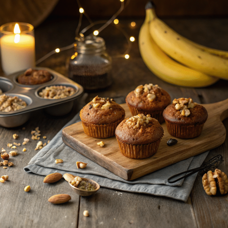 🍌🔥 Banana Nut Muffins: Your Ripe Bananas’ Glow-Up