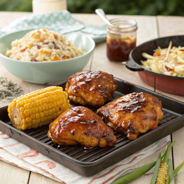 BBQ Chicken Thighs ā smoky-sweet sauce, grill or oven.