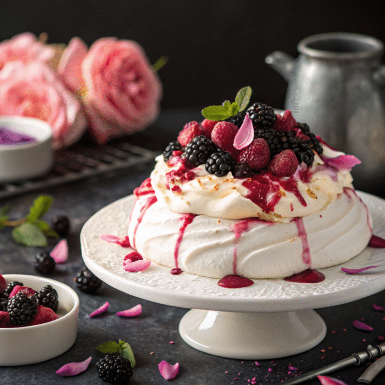 🌸 Blackberry-Rosewater Cloud Pavlova: Your New Show-Off Dessert ☁️✨