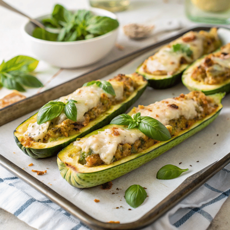 🛳️ Cheesy Pesto Chicken Zucchini Boats: The Low-Carb Lifesaver