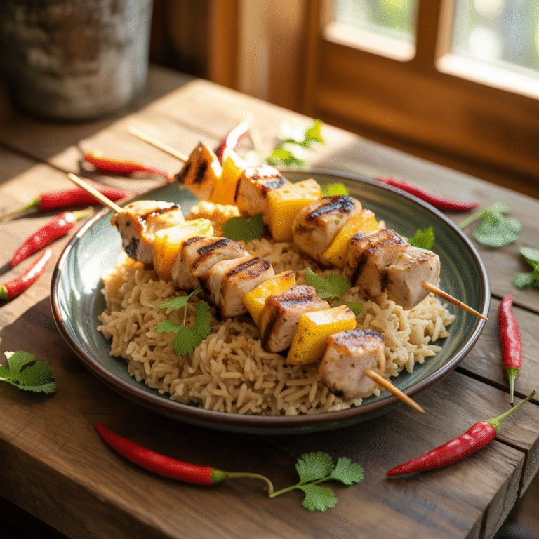 ๐ฅ Tropical Grill Thrill: Chicken & Pineapple Skewers + Brown Rice ๐๏ธ