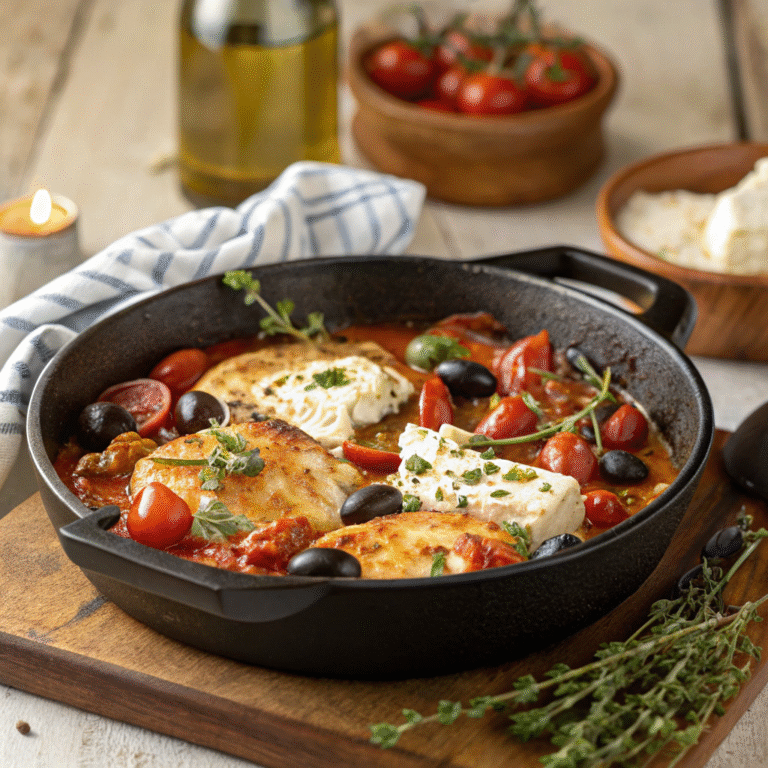 🍅🔥 Greek Skillet Magic: Chicken Saganaki