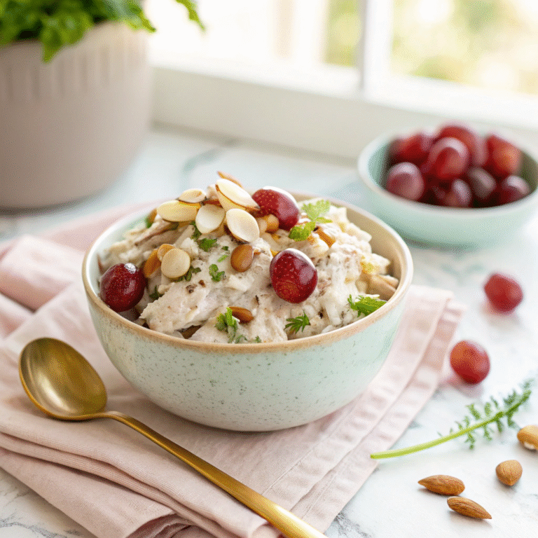 🥗 Chicken Salad Glow-Up: Greek Yogurt, Grapes & Crunchy Almonds