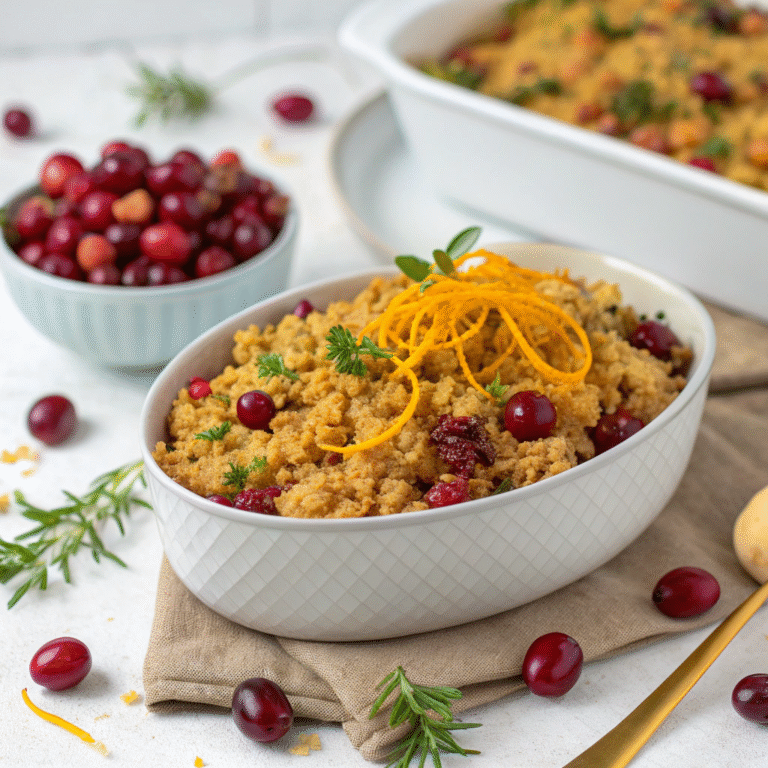 🍊🍞 Tart-Sweet Upgrade: Cranberry-Orange Cornbread Dressing
