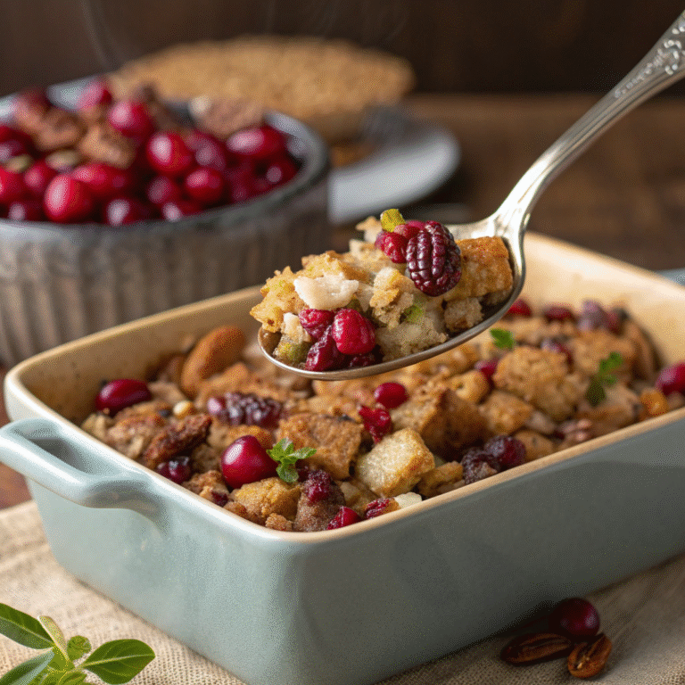 🍁 Sweet-Meet-Savory Magic: Cranberry-Pecan Stuffing You’ll Crave