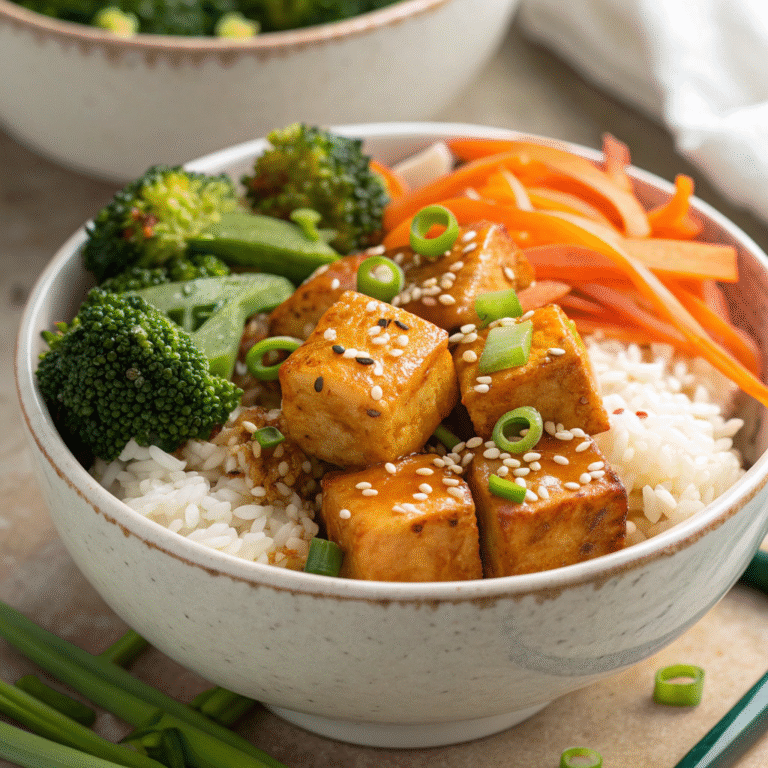 🍯🔥 Crispy Honey-Garlic Tofu Power Bowl