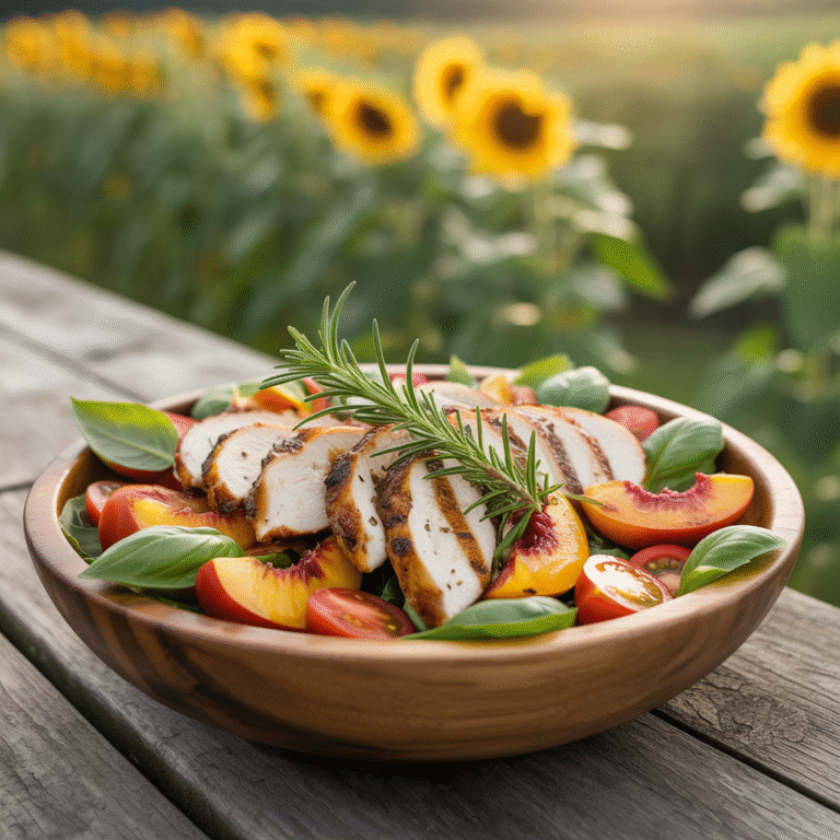 🔥 Sweet & Savory Summer Bowl: Grilled Peach & Chicken Salad 🥗🍑