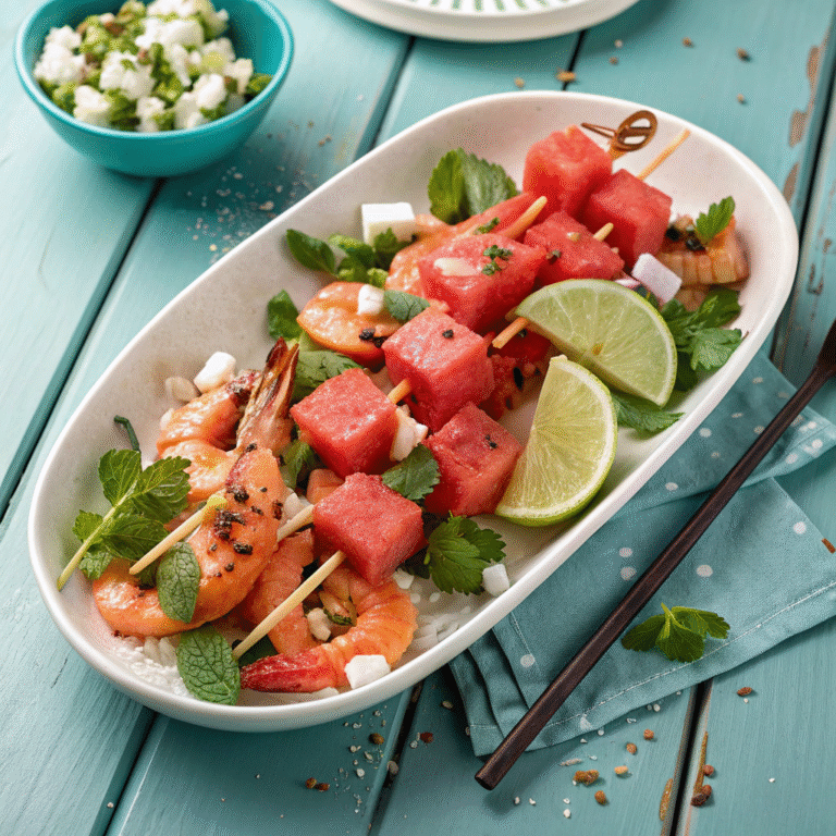 🍤🍉 Sizzlin’ Sweet Mash-Up: Grilled Shrimp & Watermelon Salad with Mint