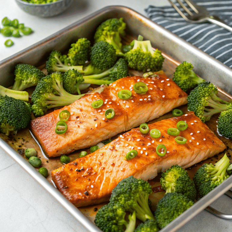 🐟✨ One-Pan Magic: Miso-Glazed Salmon & Sesame Broccoli