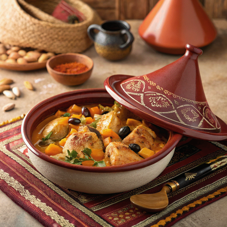 🍗✨ Marrakesh Magic One-Pot: Moroccan Chicken Tagine with Apricots & Olives