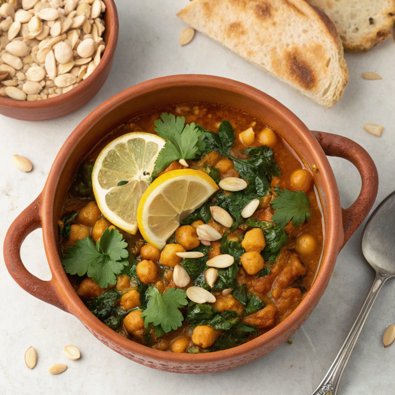 ๐ถ๏ธ One-Pot Marrakech Magic: Moroccan Chickpea & Spinach Stew ๐ฅ