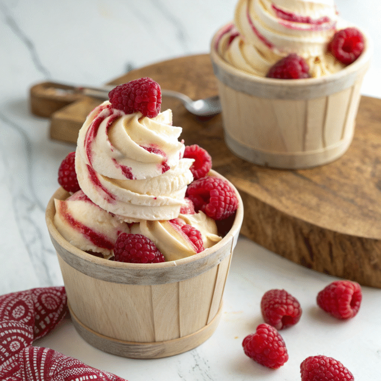 🍦 Raspberry Swirl Dream: No-Churn Raspberry Ripple Ice Cream