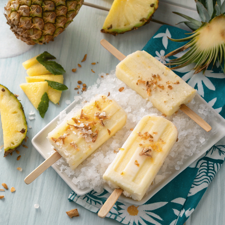 🍍 Island Breeze on a Stick: Pineapple & Coconut Milk Popsicles