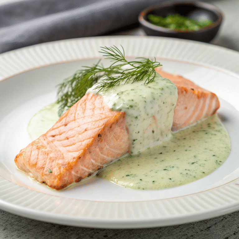🐟 Silk-Soft Salmon Flex: Poached Salmon with Dill-icious Sauce