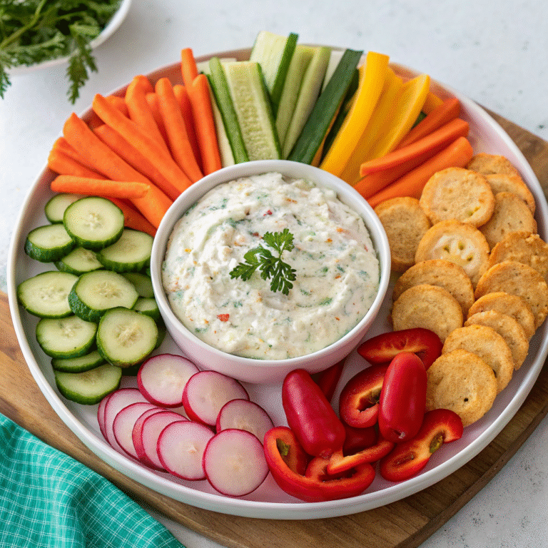 🥒✨ Ranch & Crunch Fiesta: The Cottage-Cheese Ranch Dip Veggie Platter