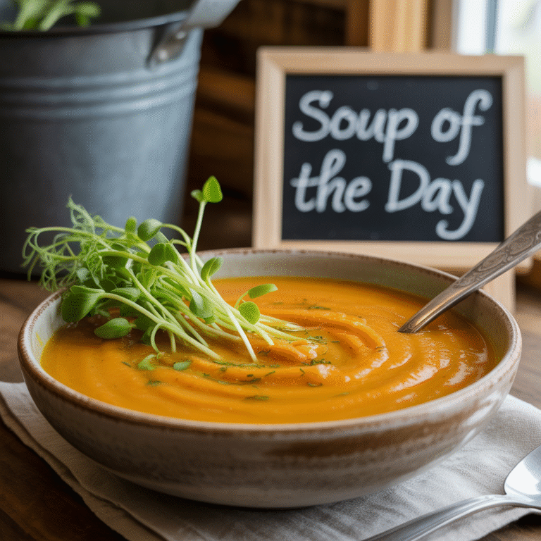 🥕🔥 Carrot-Ginger Glow-Up: Roasted Carrot Zing Soup + Greens on the Side