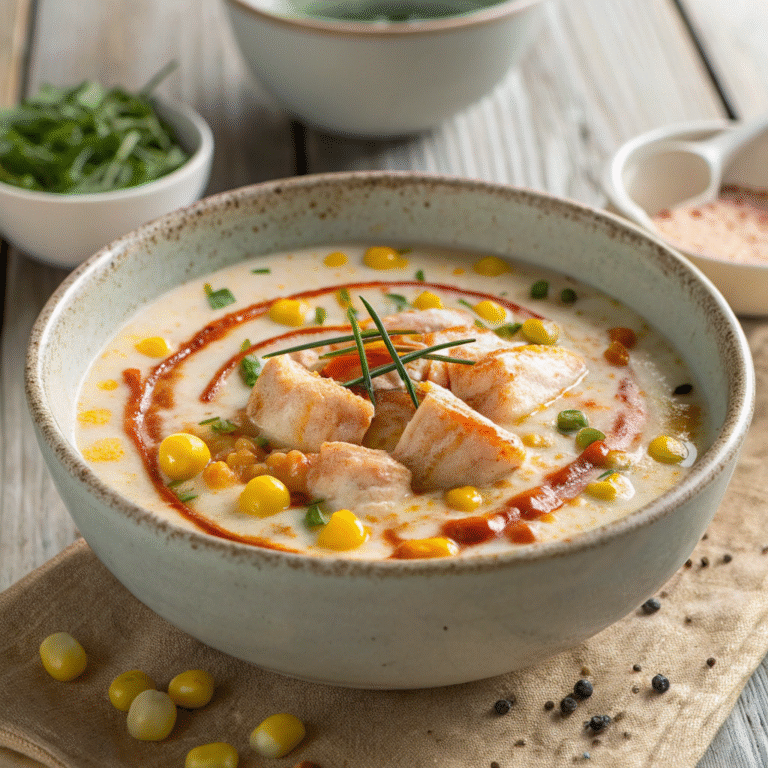 🍲🌊 Seafood Chowder Lite with Skyr: Smoky Paprika & Sweet Corn