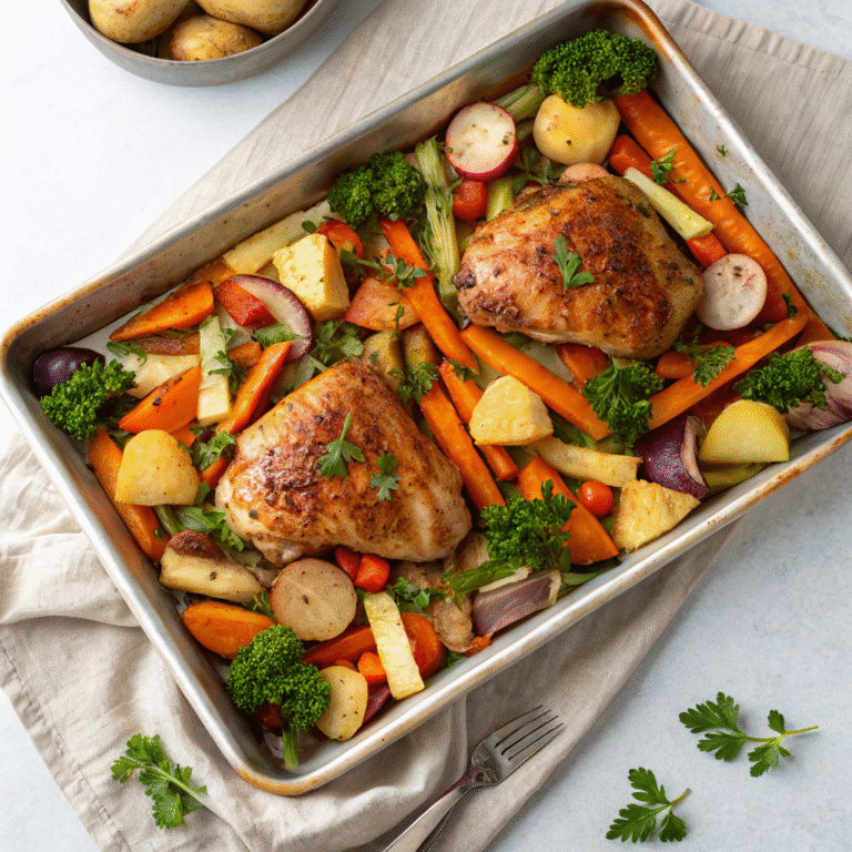 🍗 Cozy Sheet-Pan Dinner: Turkey Thighs with Root Veg (Weeknight Hero)