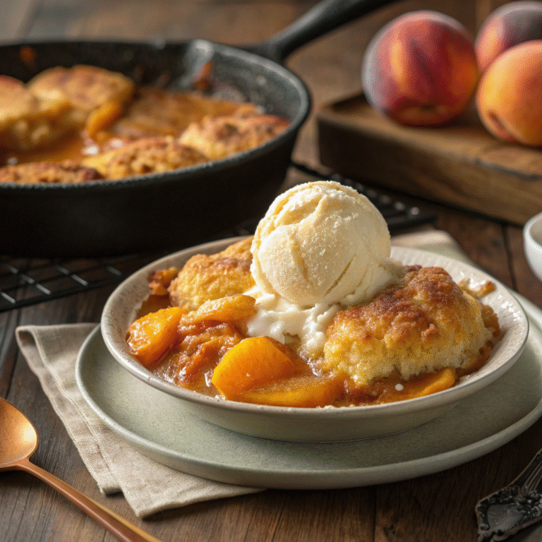 🍑 Skillet Bliss: The Southern Peach Cobbler You Need Yesterday