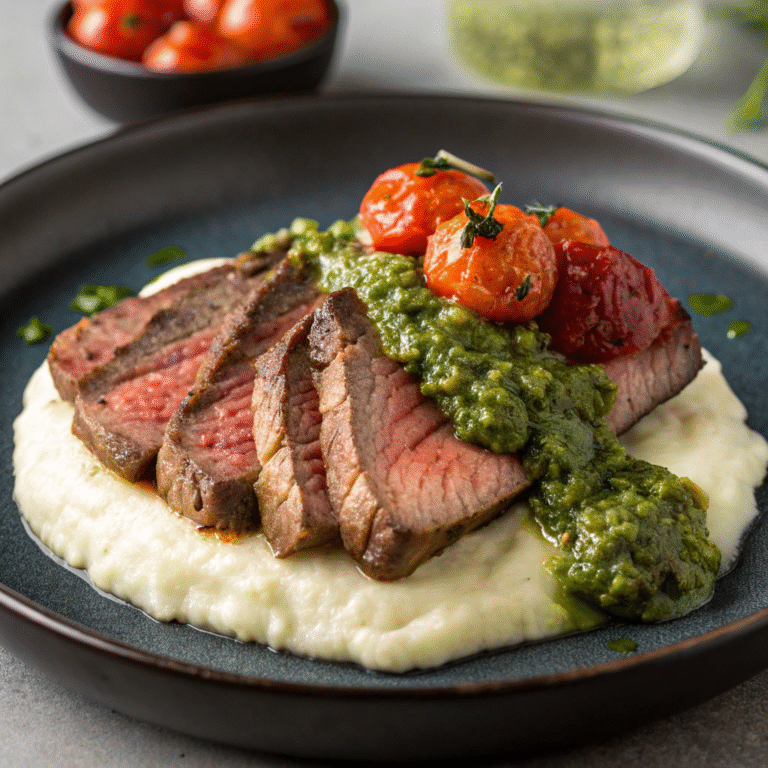 🥩🔥 Steak Night Reloaded: Chimichurri Cauli-Mash & Blistered Cherry Bombs