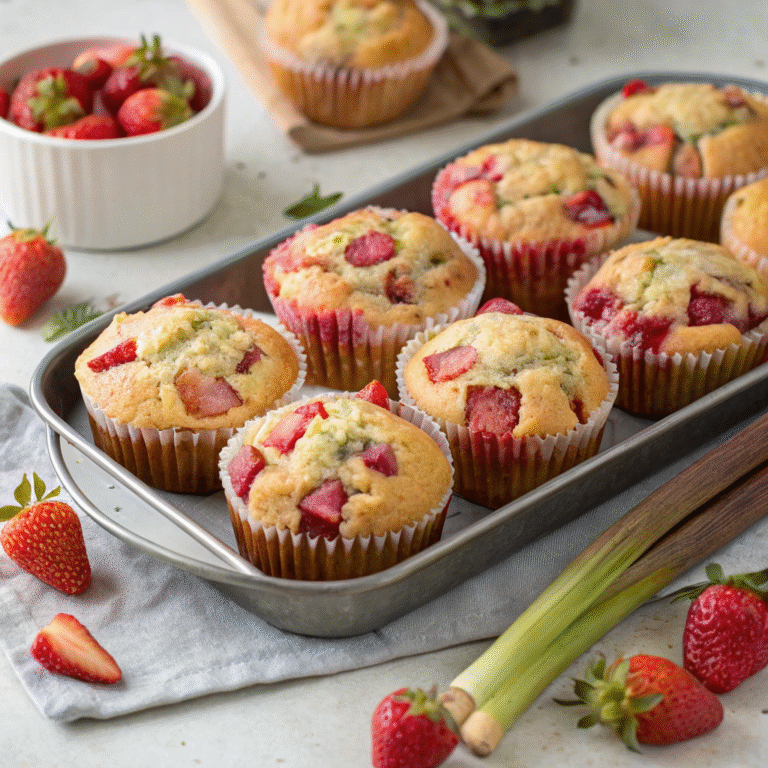 🍓🥧 Sweet-Tart Morning Glory: Strawberry Rhubarb Muffins