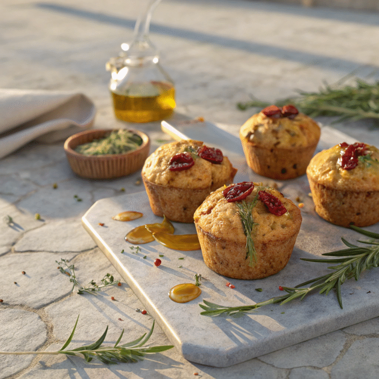 🍅🌿 Sun-Dried Tomato & Rosemary Muffins: Your Snack Game Just Went Gourmet
