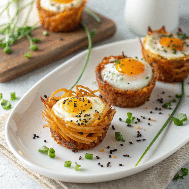 🍠 Crispy Sweet Potato Noodle Egg Nests (with Chili Crunch Magic)