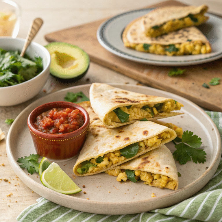 🌮 Morning Mojo: Tofu Scramble Veggie Quesadillas