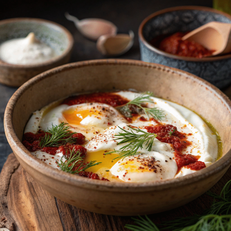 🥚 Turkish Cilbir Magic: Poached Eggs on Garlicky Yogurt (with Chili Butter) ✨