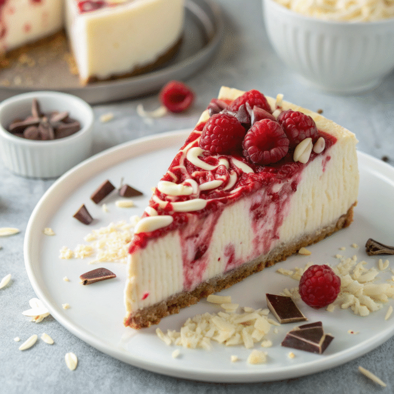 🍰 White Chocolate Raspberry Cheesecake – The Dessert That Breaks Diets (and Hearts)