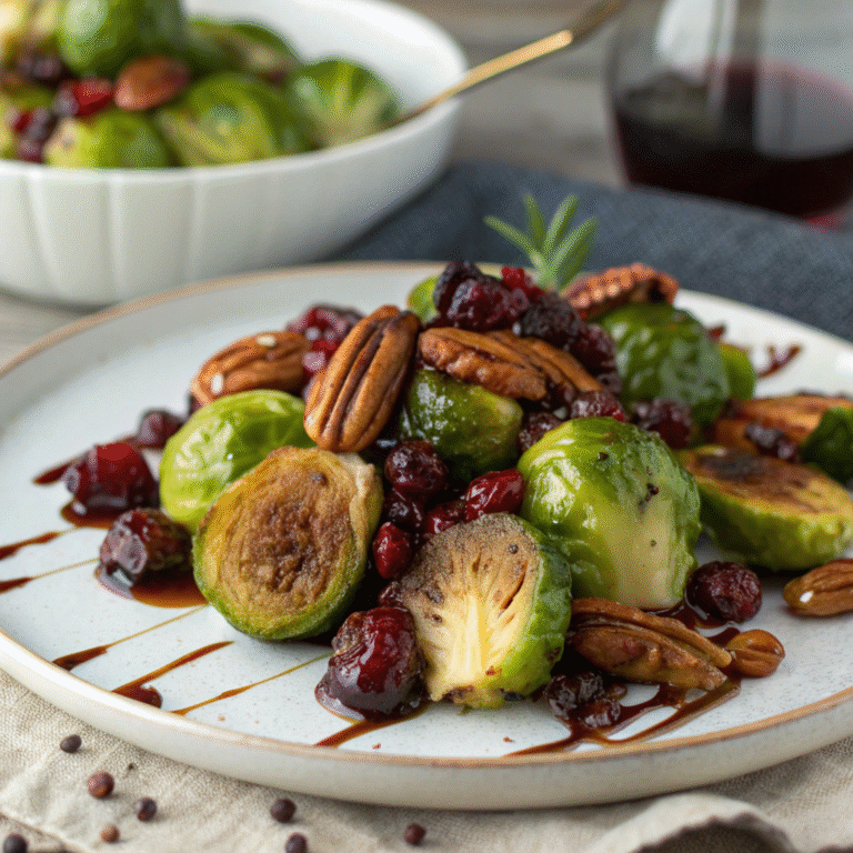 🥘 Sweet-Tangy Magic: Balsamic-Roasted Brussels with Cranberries