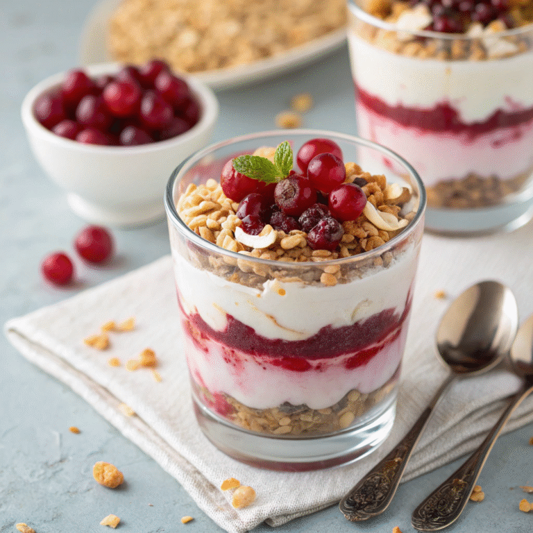 🌅 Cranberry Yogurt Parfait (Morning-After Magic) 🍒🥄