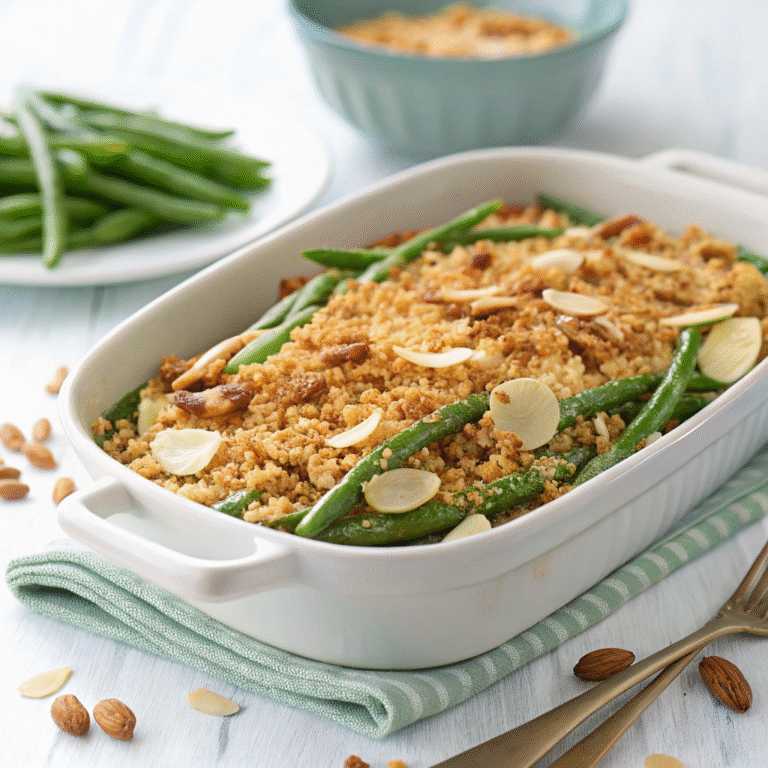 🥦 Cozy Comfort, Minus the Gluten: Green Bean Casserole with Almond Crumble