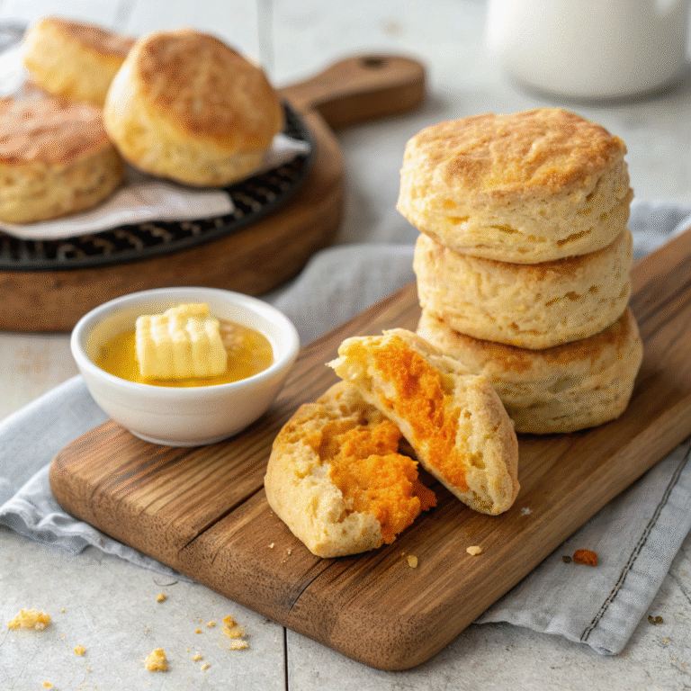 ๐งก Cozy Bake Alert: Sweet Potato Biscuits with Honey Butter
