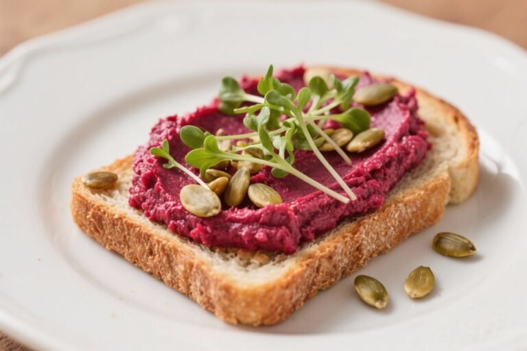 Beet Hummus Toast with Cress and Pumpkin Seeds: The 5-Minute Power Breakfast You’ll Actually Crave