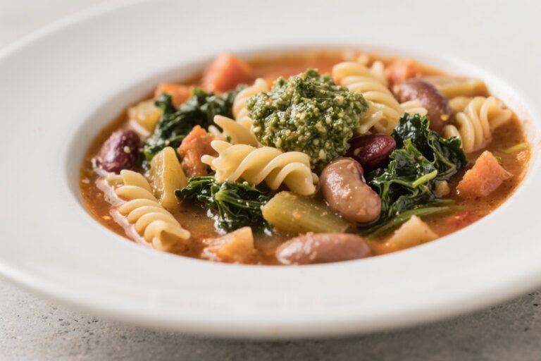 Hearty Minestrone with Whole‑Grain Pasta, Beans, Kale, and a Pesto Dollop: The One-Pot Wonder You’ll Brag About