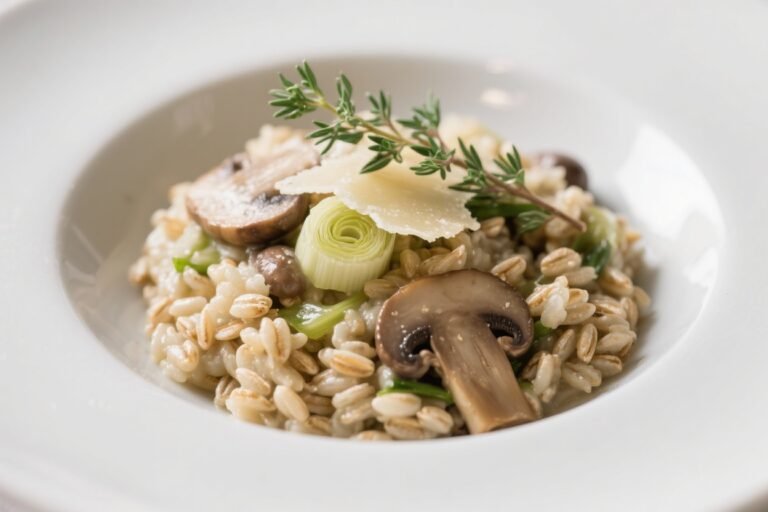 Barley “Orzotto” with Mushrooms, Leeks, Thyme, Pecorino: The Cozy Bowl That Eats Like a Hug (But Smarter)