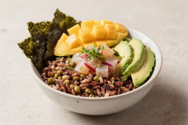 Shoyu Lentil “Poke” Bowl with Mango, Avocado, Nori, Brown Rice: The Plant-Powered Flavor Bomb You Didn’t Know You Craved