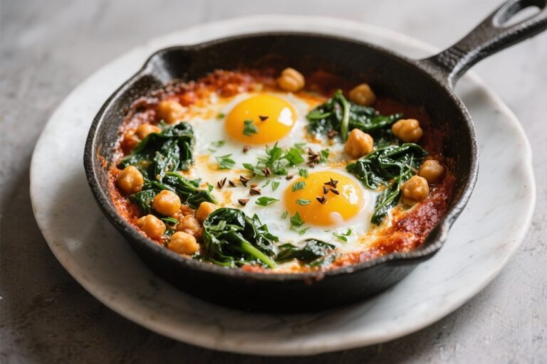 Spinach–Chickpea Shakshuka with Cumin and Coriander: The 20-Minute Skillet That Eats Like Brunch Royalty