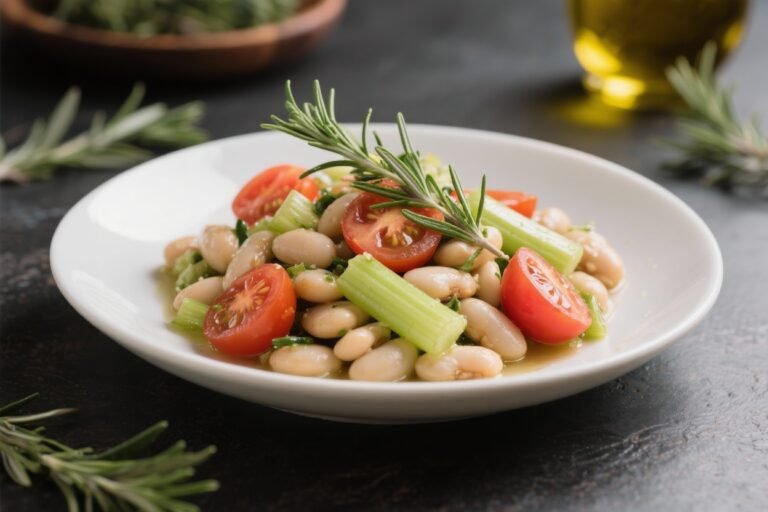 Tuscan Bean Salad: cannellini, tomatoes, celery, rosemary, olive oil — The 10-Minute Power Lunch Italians Have Been Keeping Secret