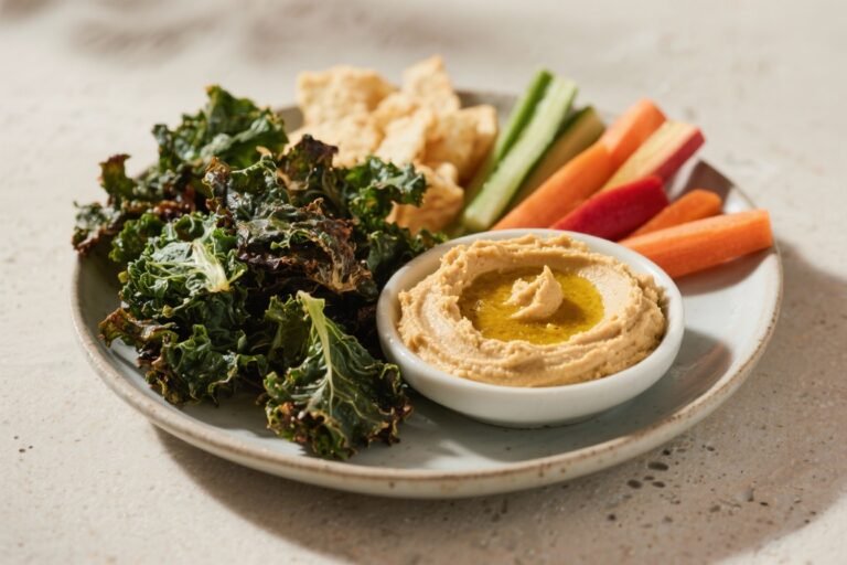 Kale Chips plus Veggie Crudités with Hummus (Snack Combo) That Slaps: Crispy, Crunchy, and Totally Addictive