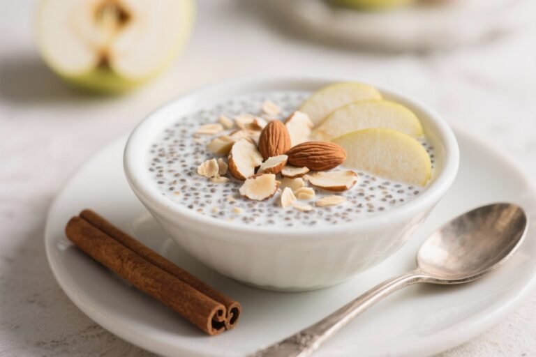 Apple–Cinnamon Chia Pudding on Oat Milk with Chopped Almonds: The 5-Minute Breakfast That Tastes Like Pie and Works Like a Protein Shake